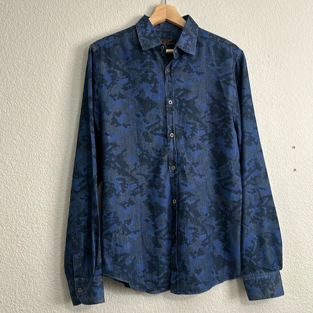 Zara Man Denim Couture Slim Fit Long Sleevr Button Down‎ Men’s Size Small